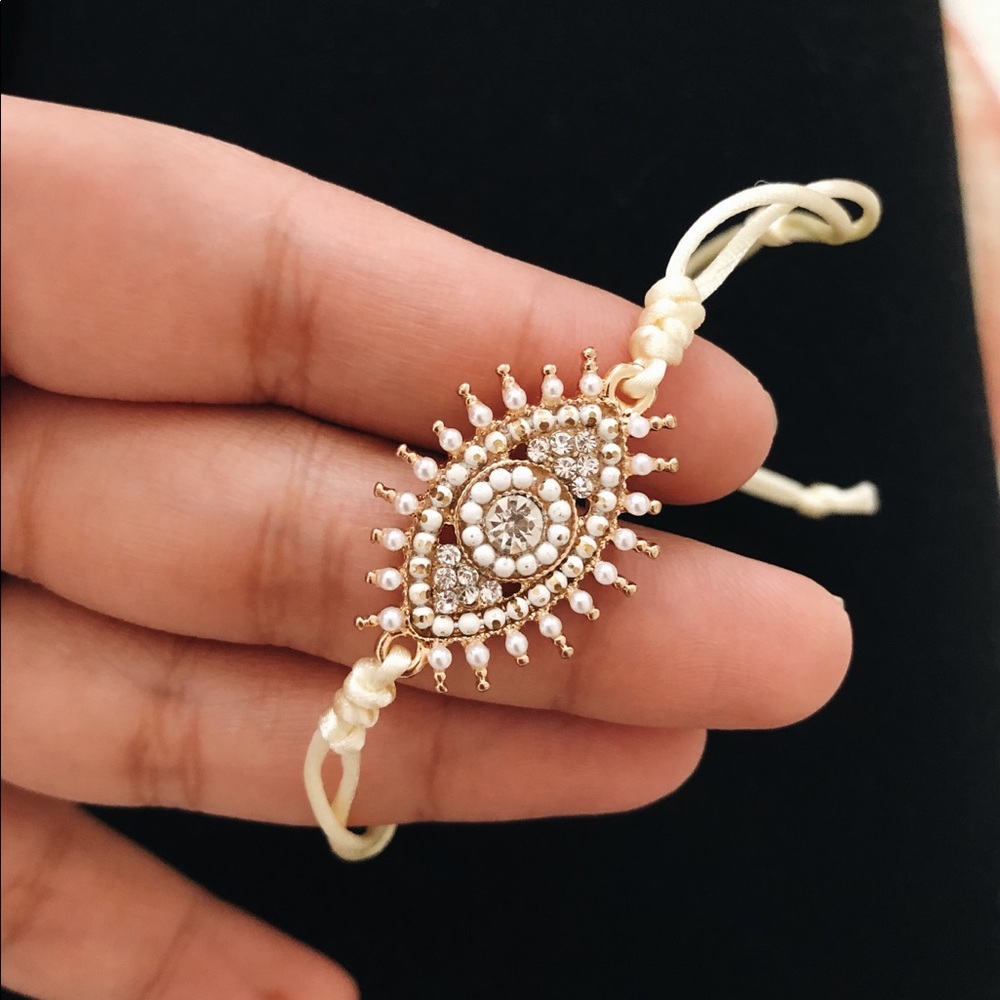 NEW adjustable rhinestone silk eye bracelet